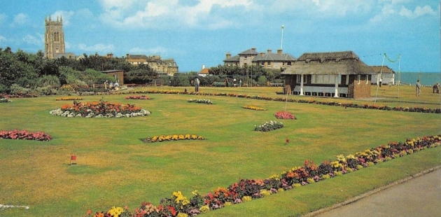 An early photo of the 'golf clock' at Cromer's North Lodge Park.